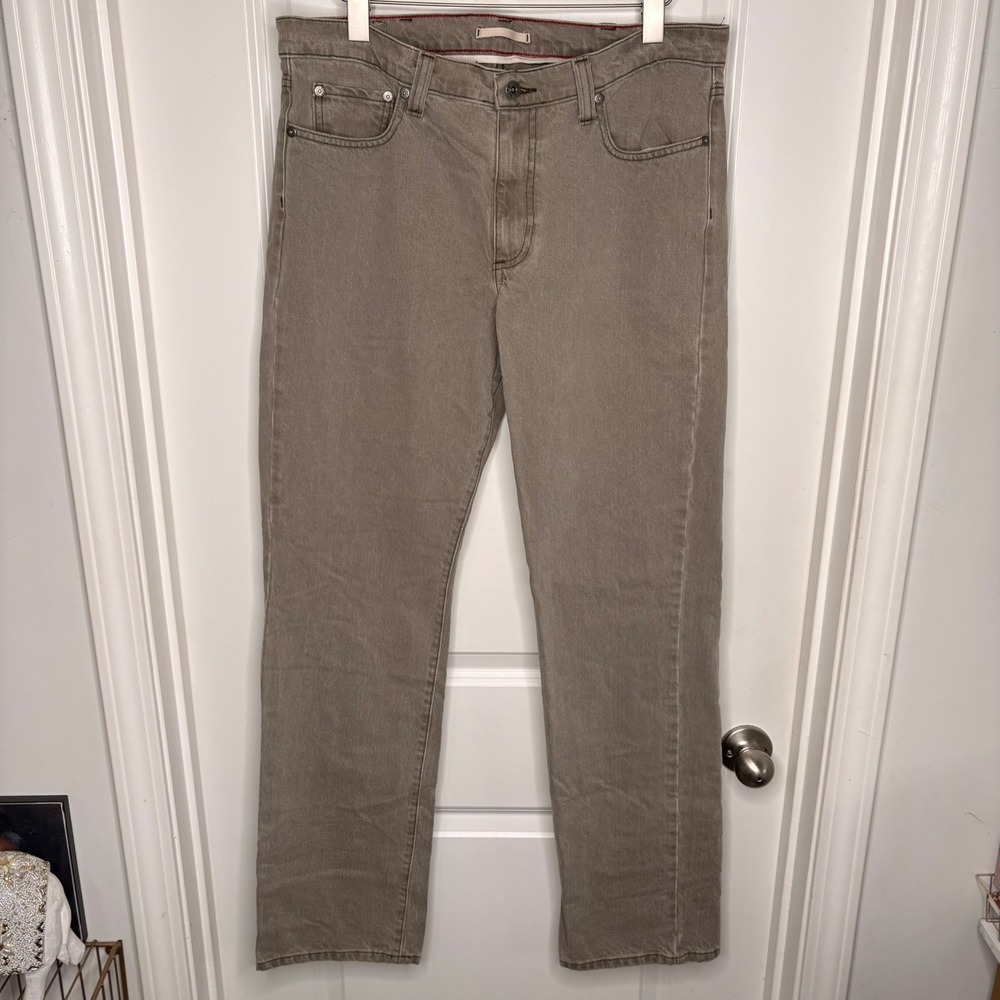 LL Bean Jeans Standard Fit Mens 34x34 Taupe Gray Cotton Casual Work Pants EUC
